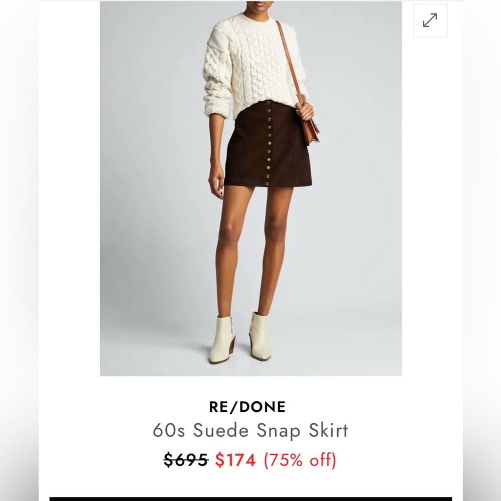 Re/Done Dark Brown Suede Mini Skirt